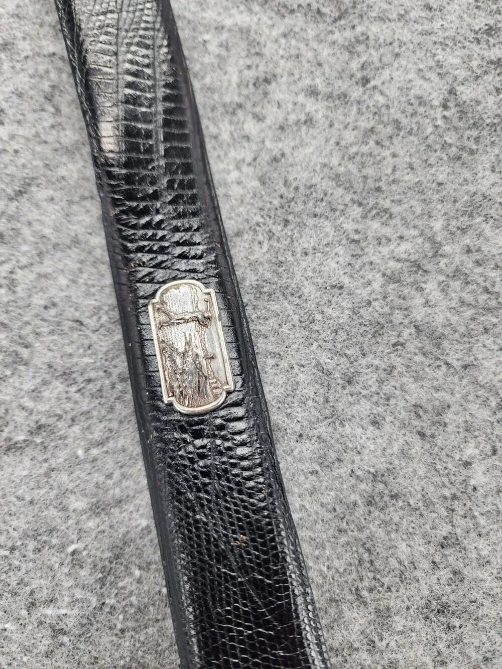 Genuine Italian Calfskin Leather Belt Mens 44 Black Golf 1